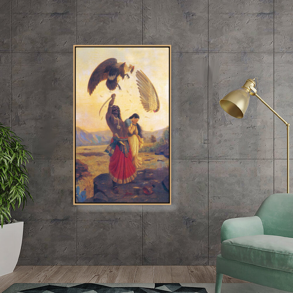 The Battle Of The Birds - Floating Framed Canvas