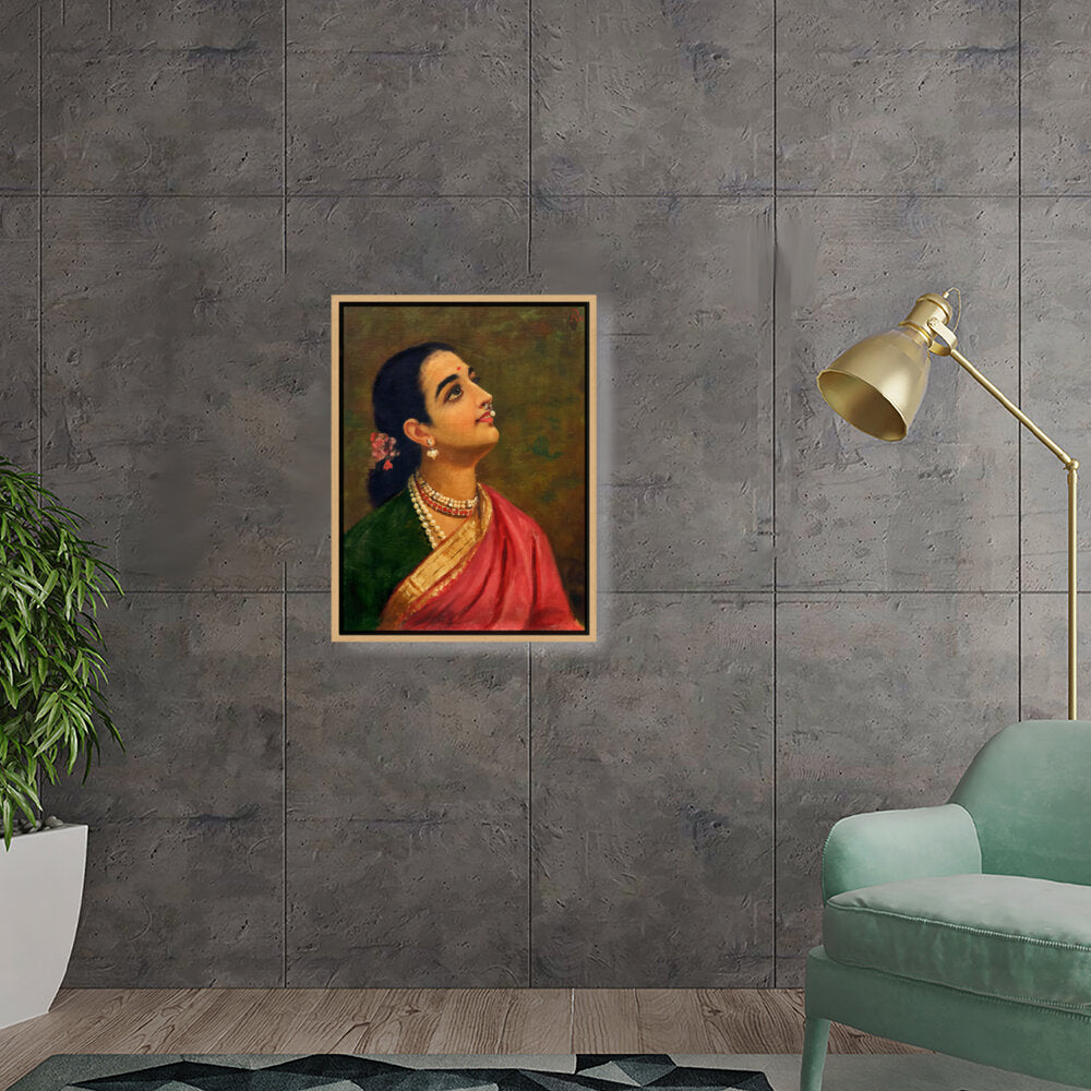 Elegant Woman In Traditional Attire - Floating Framed Canvas