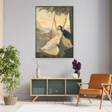Woman On A Swing - Floating Framed Canvas