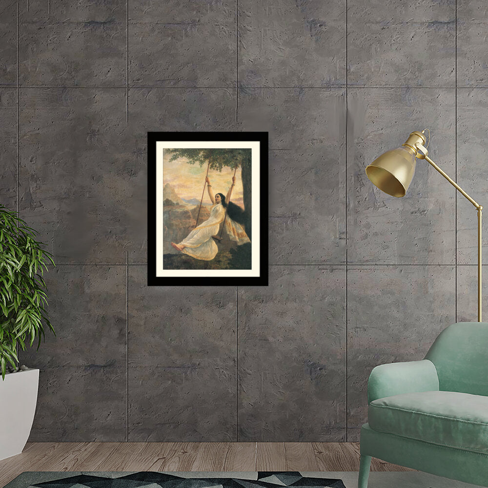 Woman On A Swing - Framed Wall Art