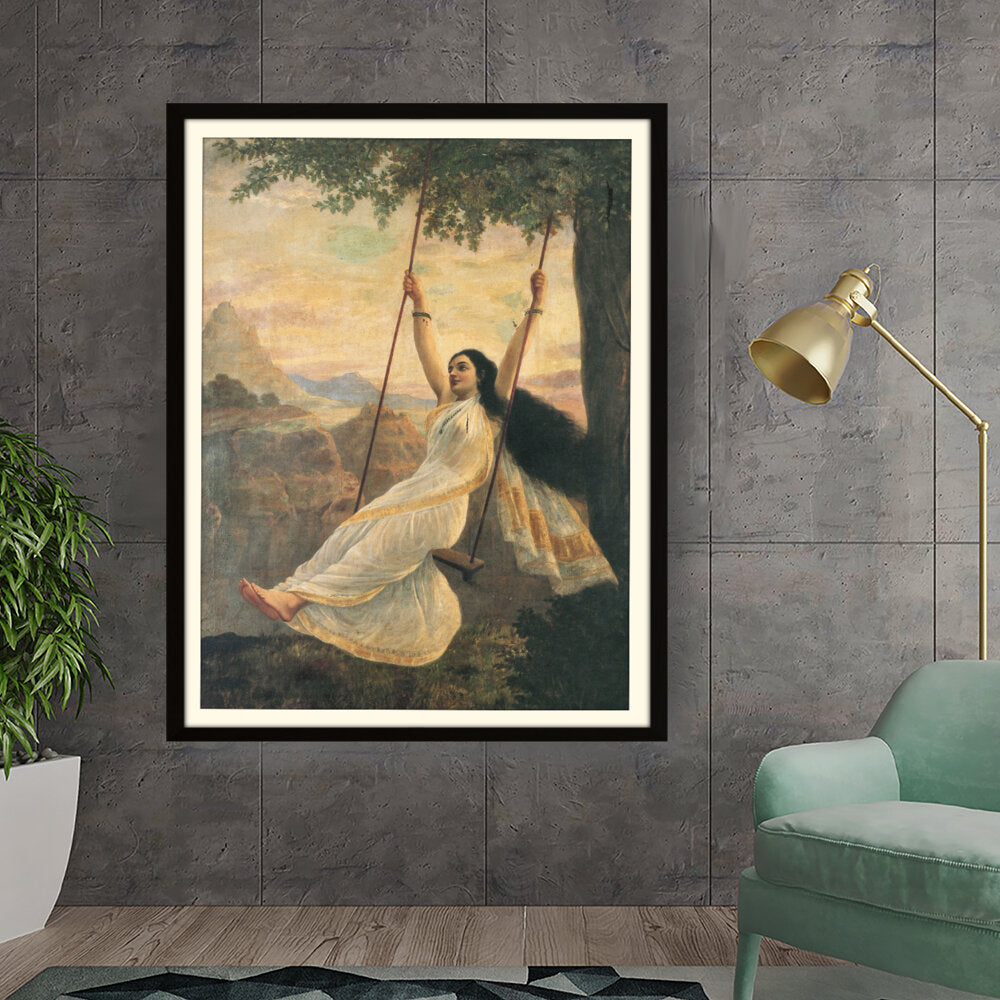 Kiran - Valipa - Woman On A Swing - Framed Wall Art