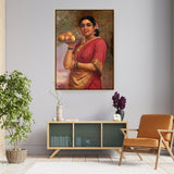 Woman With Fruits - Floating Framed Canvas