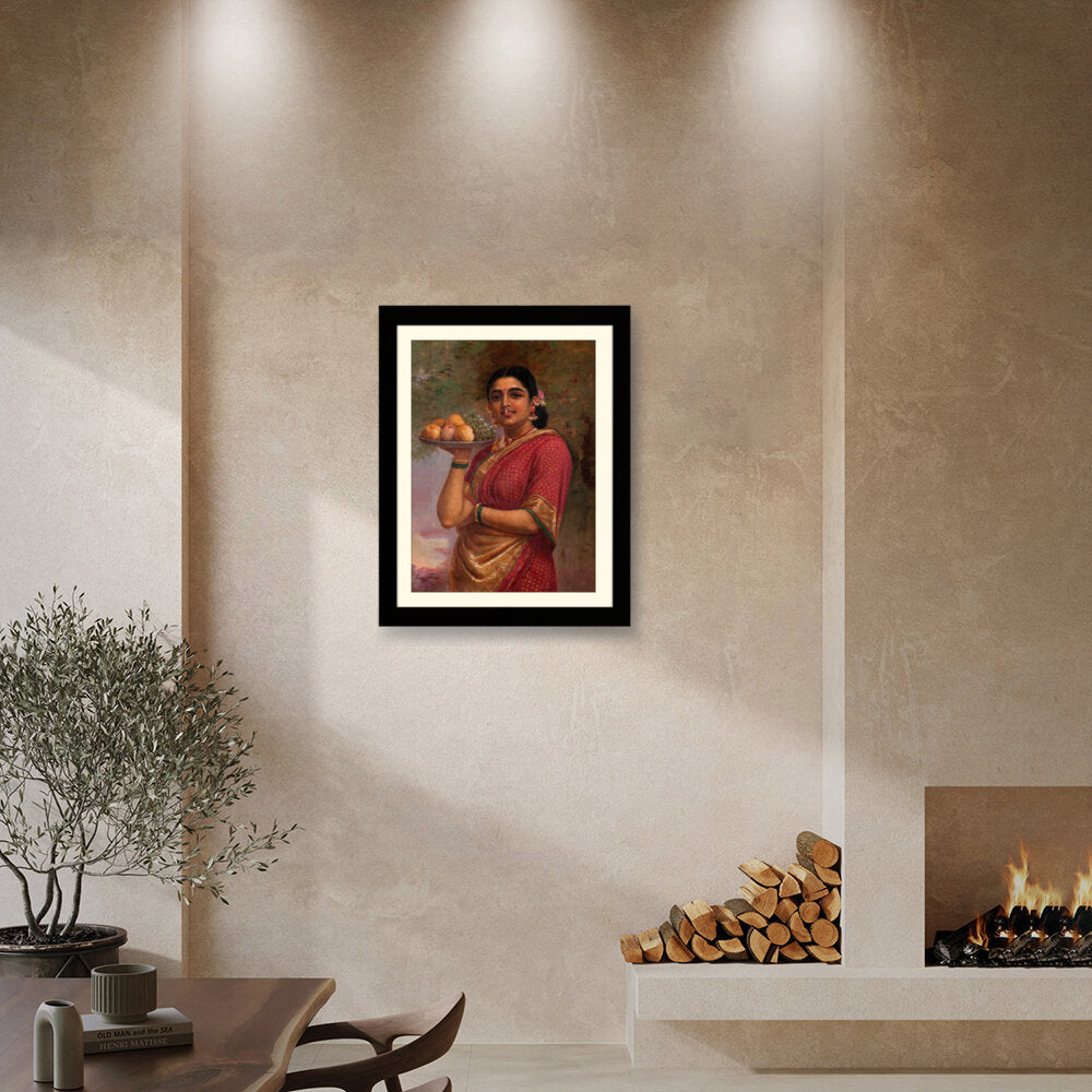 Woman With Fruits - Framed Wall Art