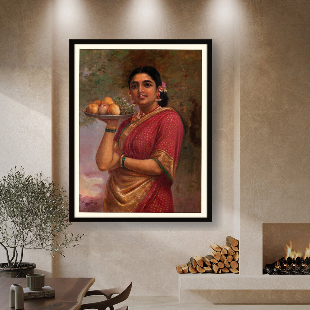 Kiran - Valipa - Woman With Fruits - Framed Wall Art