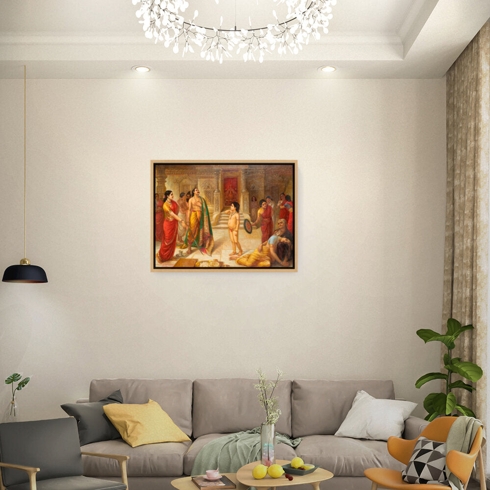 The Grief Of A Family - Floating Framed Canvas