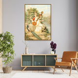 Goddess With Veena - Floating Framed Canvas