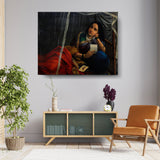 Contemplative Woman In Traditional Attire - Wall Canvas