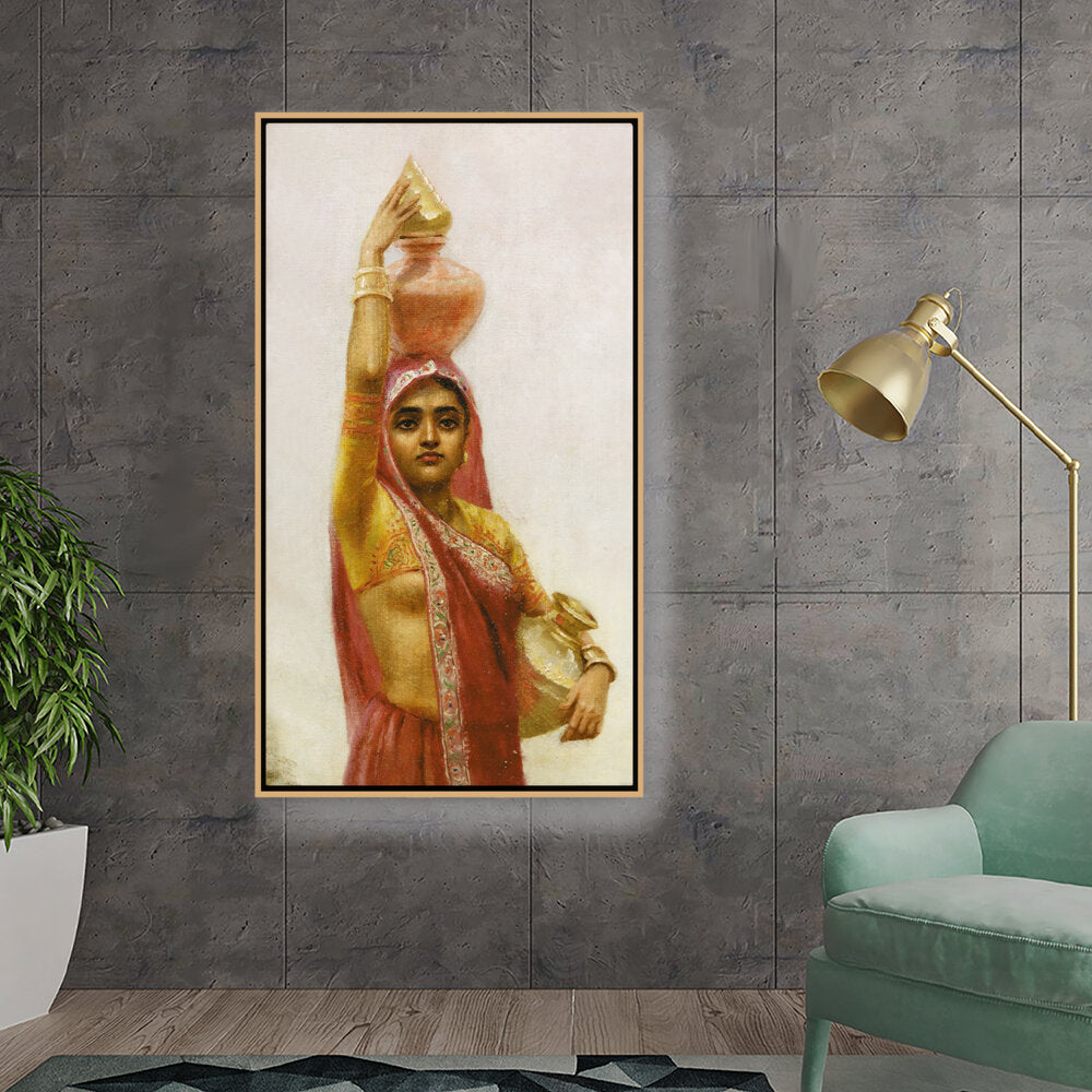 Kiran - Valipa - Woman With Water Pots - Floating Framed Canvas