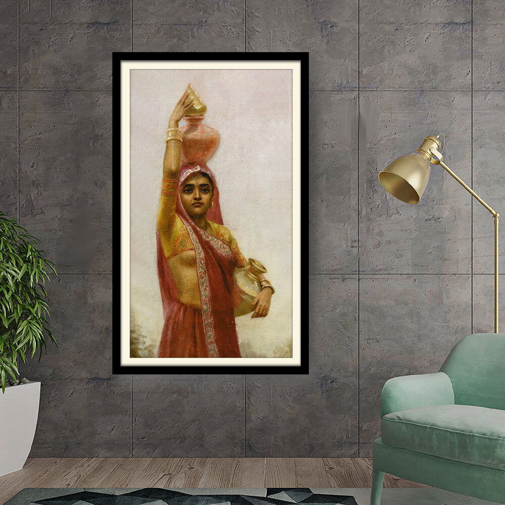 Kiran - Valipa - Woman With Water Pots - Framed Wall Art