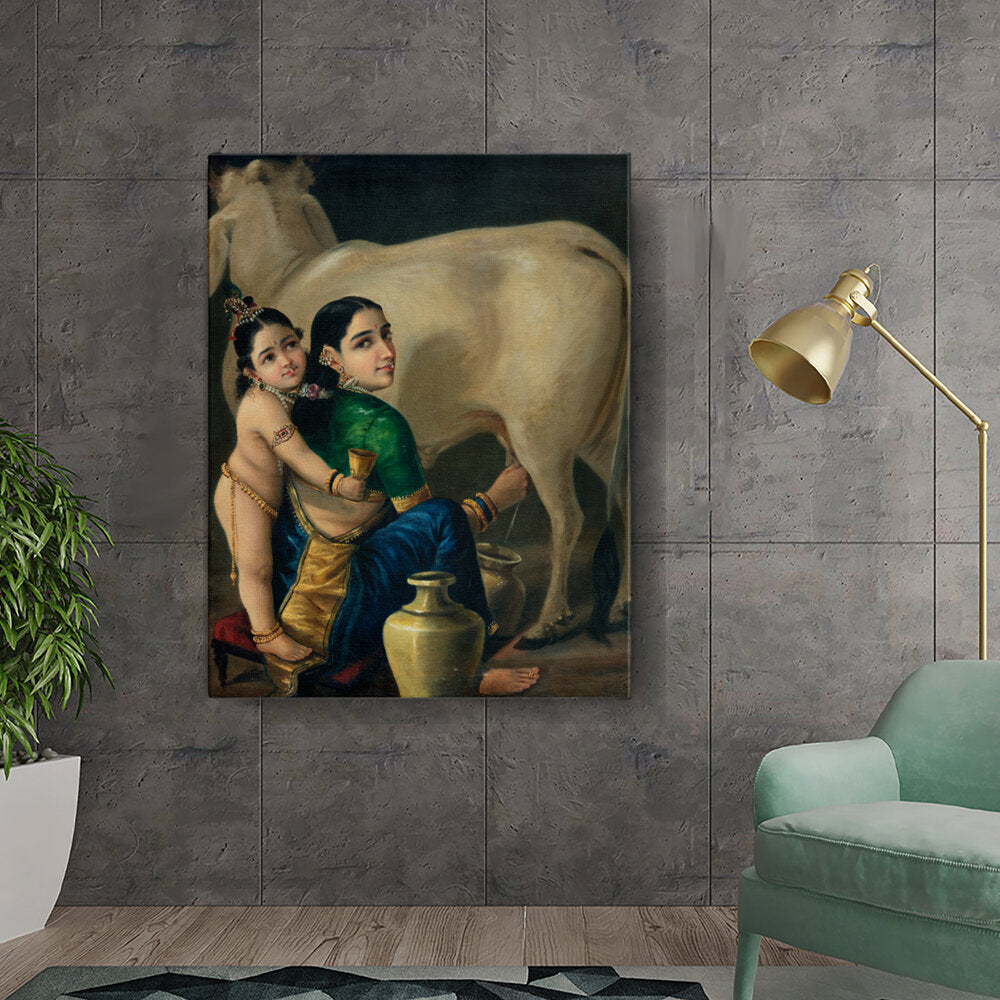 Mother And Child With Cow