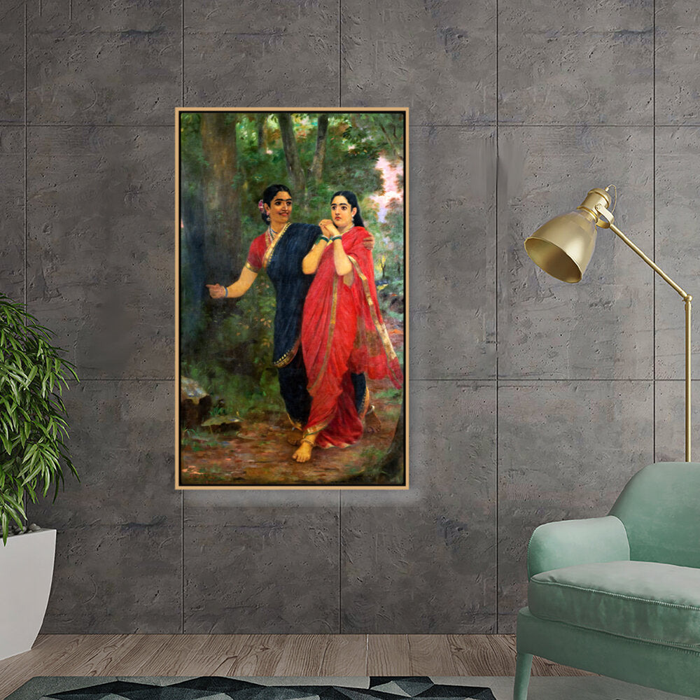 Two Women In Traditional Attire - Floating Framed Canvas