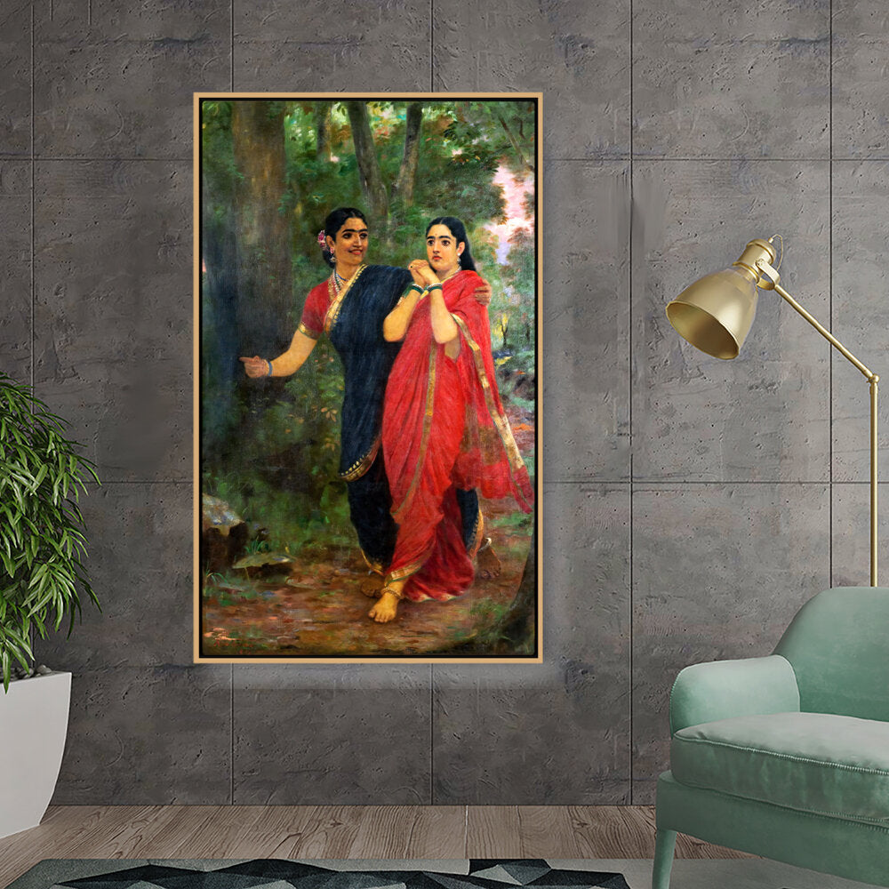 Kiran - Valipa - Two Women In Traditional Attire - Floating Framed Canvas