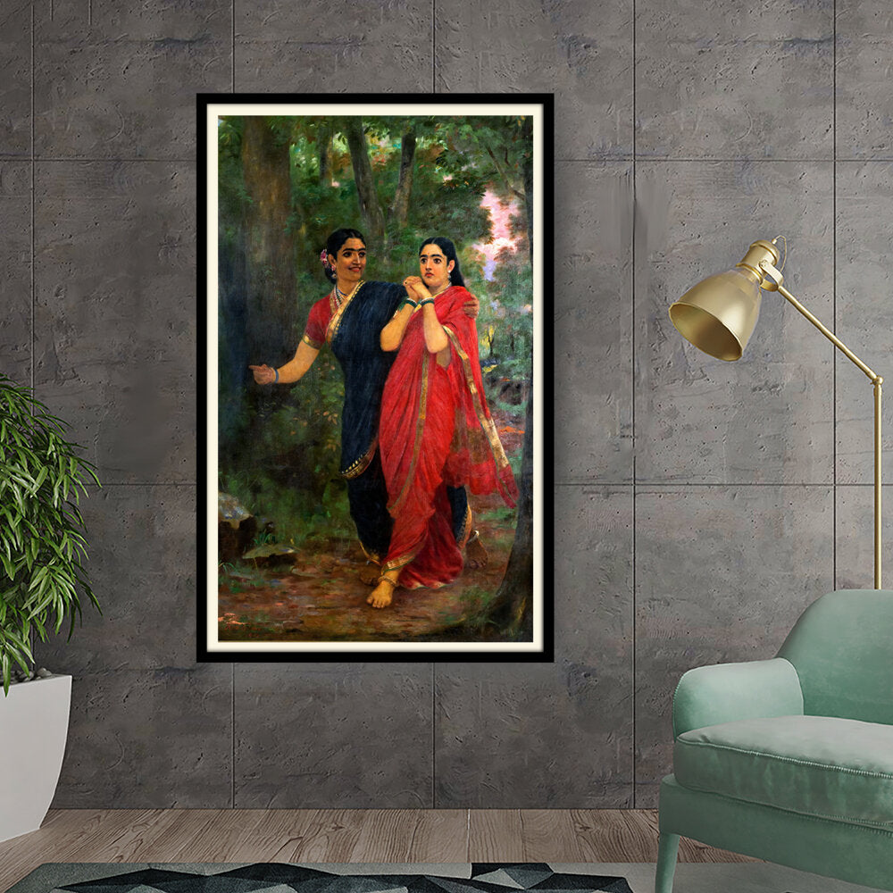 Kiran - Valipa - Two Women In Traditional Attire - Framed Wall Art