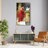Woman With Swan - Floating Framed Canvas