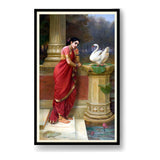 Woman With Swan - Framed Wall Art