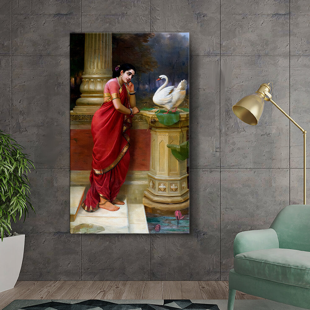 Kiran - Valipa - Woman With Swan - Wall Canvas