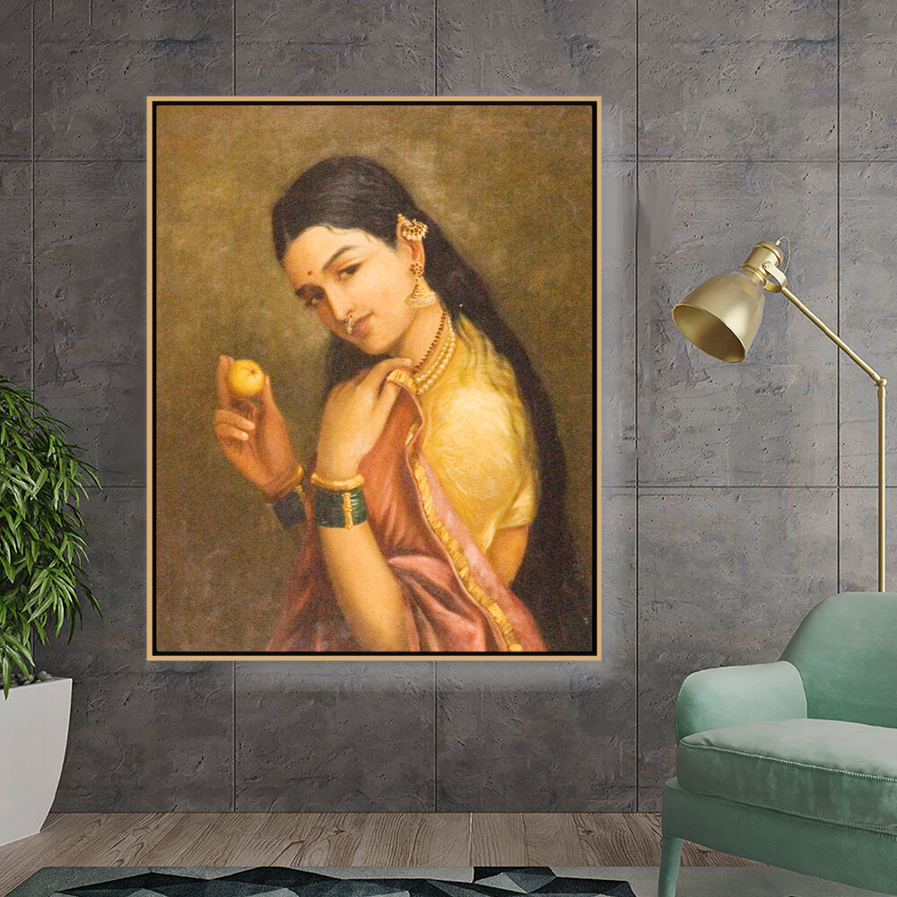 Kiran - Valipa - Woman Holding A Fruit1 - Floating Framed Canvas