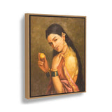 Woman Holding A Fruit1 - Floating Framed Canvas