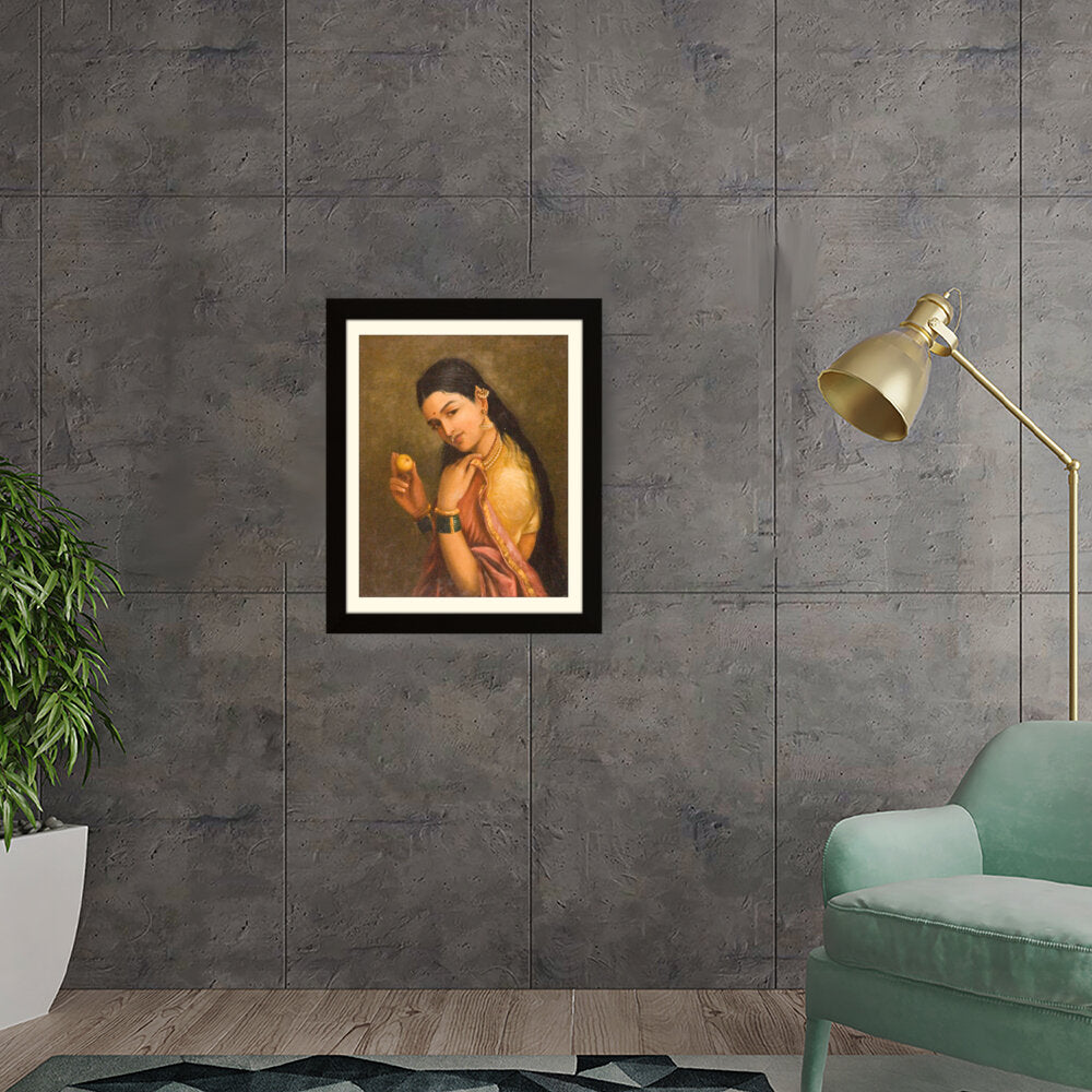 Woman Holding A Fruit1 - Framed Wall Art