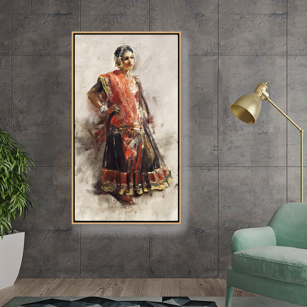 Kiran - Valipa - Elegance In Red - Floating Framed Canvas