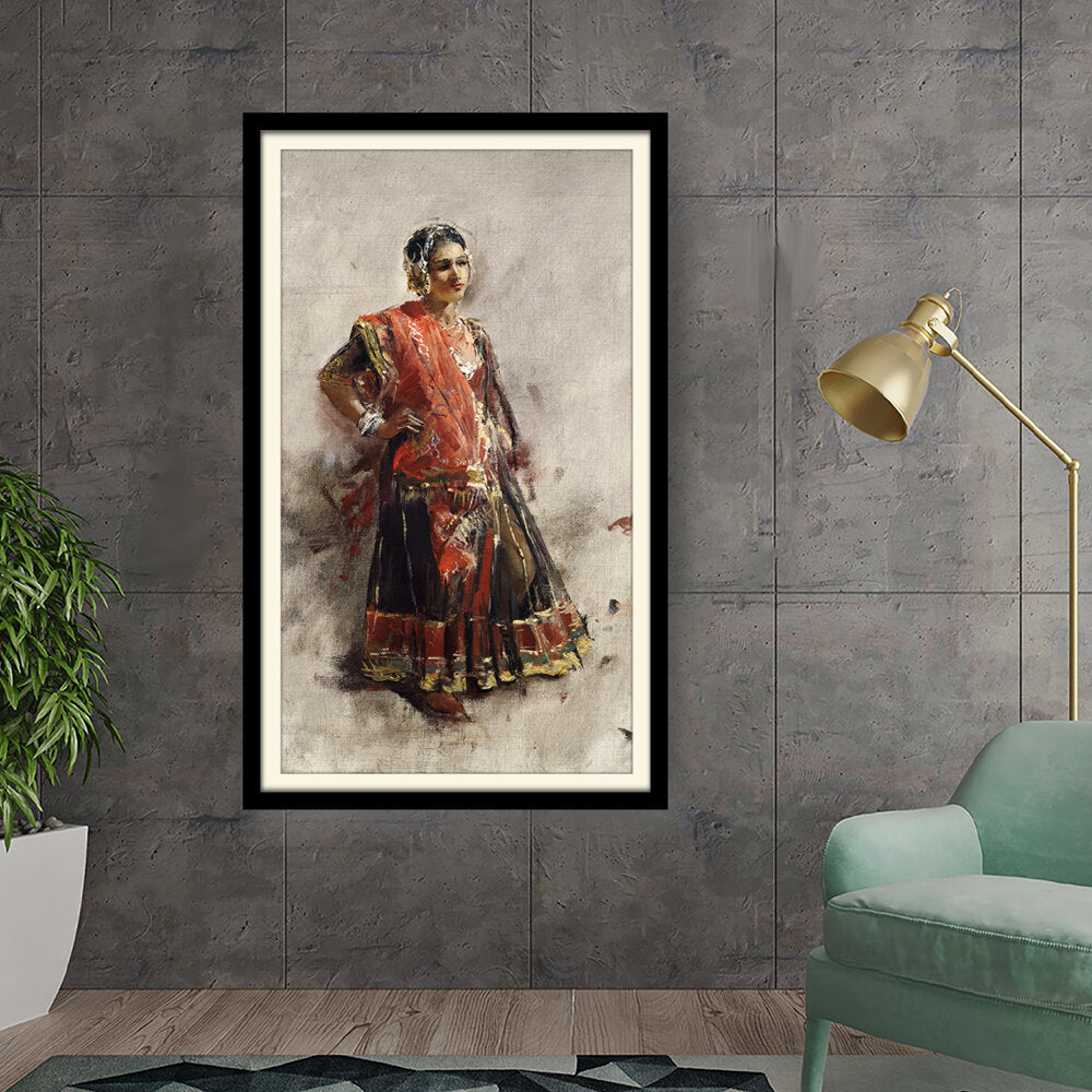 Kiran - Valipa - Elegance In Red - Framed Wall Art