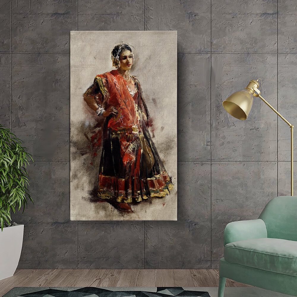 Kiran - Valipa - Elegance In Red - Wall Canvas