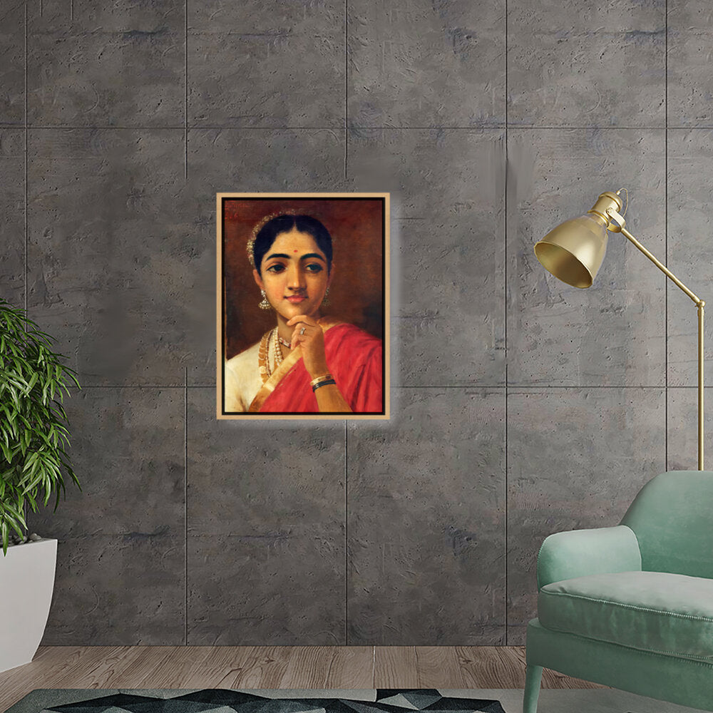 The Thoughtful Woman - Floating Framed Canvas