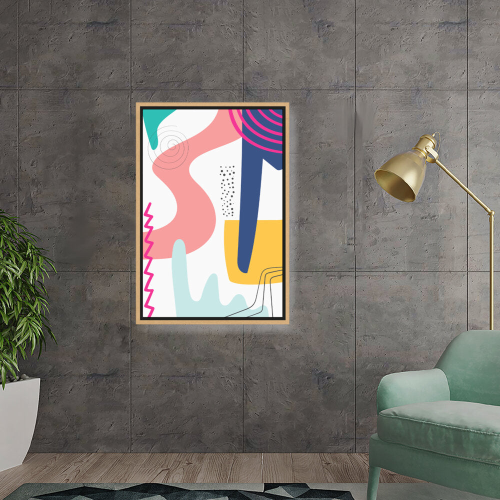 Abstract Forms In Color - Floating Framed Canvas