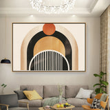 Kiran - Valipa - Geometric Arch With Circle - Floating Framed Canvas