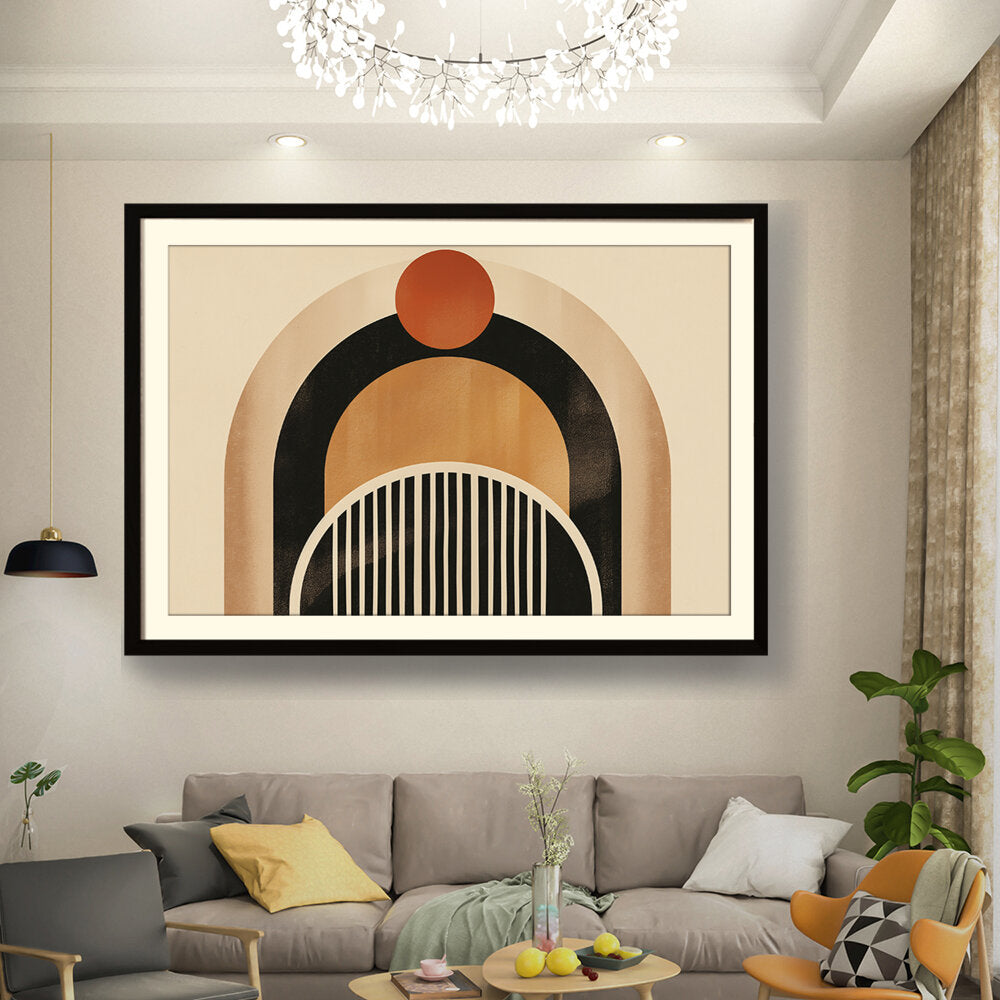 Kiran - Valipa - Geometric Arch With Circle - Framed Wall Art