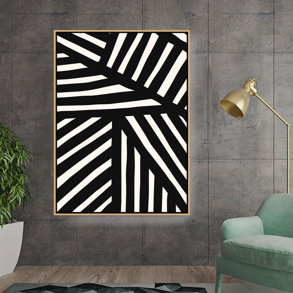 Kiran - Valipa - Monochrome Stripes - Floating Framed Canvas