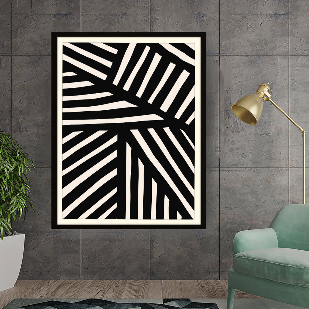 Kiran - Valipa - Monochrome Stripes - Framed Wall Art