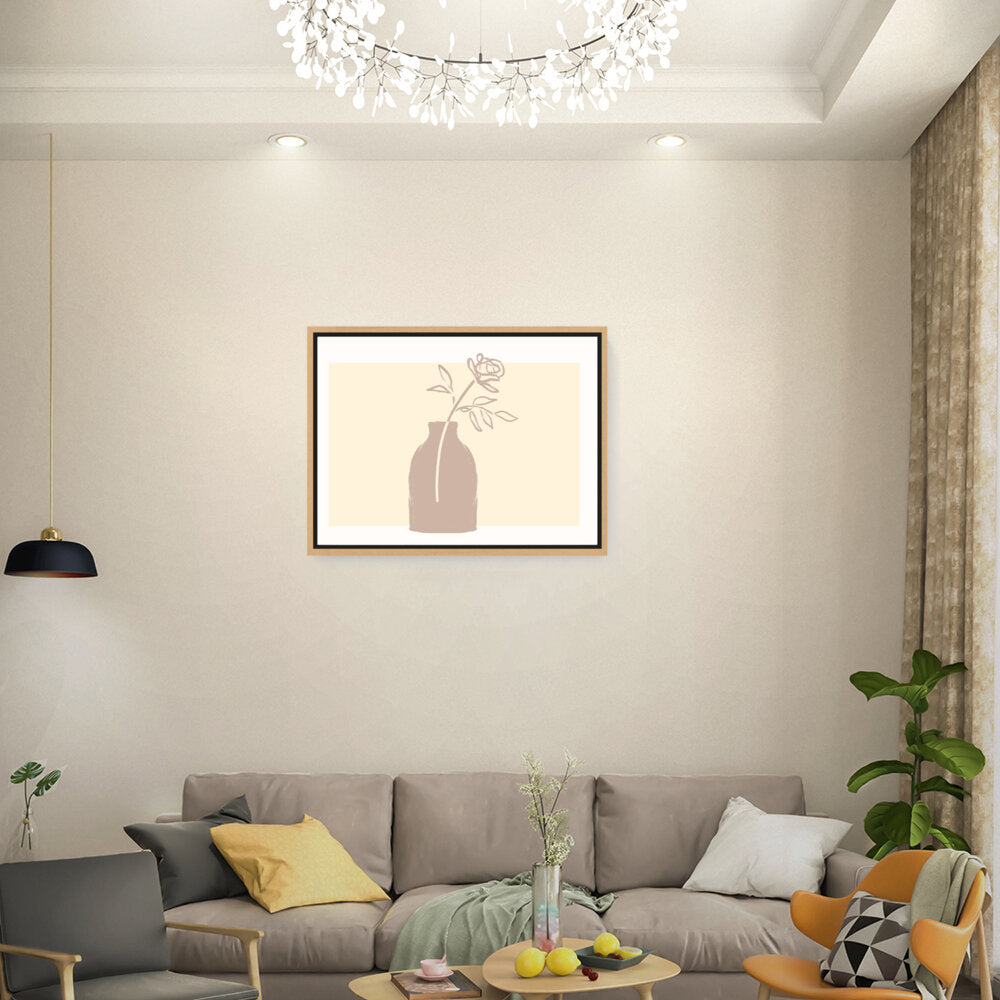 Elegant Vase With Rose - Floating Framed Canvas