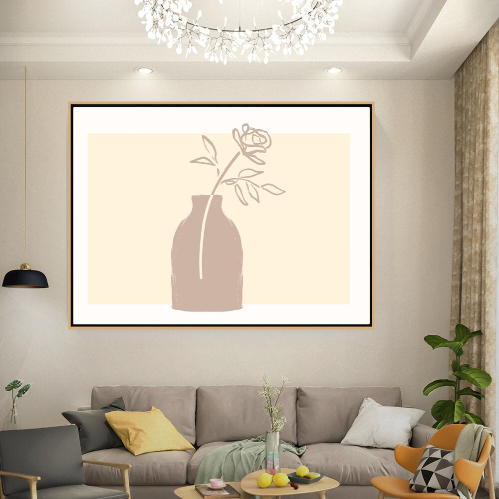 Kiran - Valipa - Elegant Vase With Rose - Floating Framed Canvas