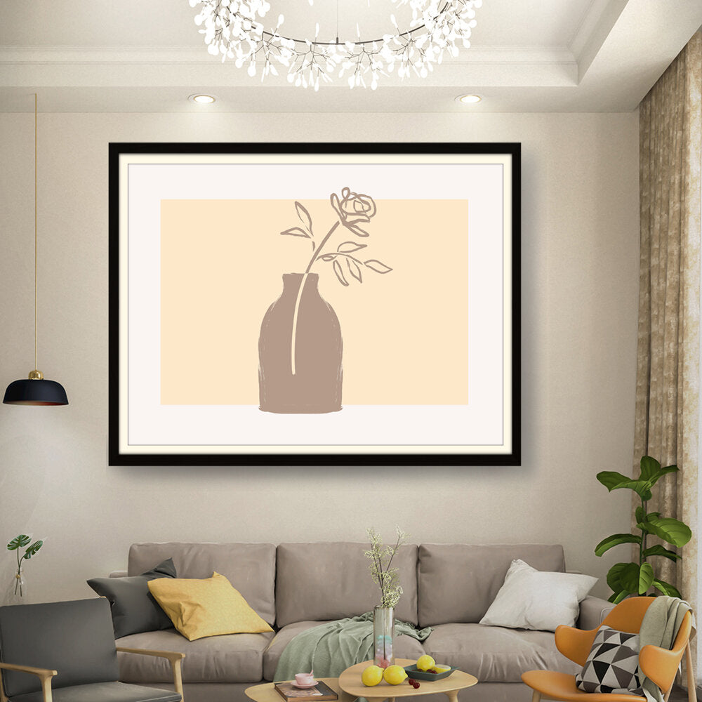 Kiran - Valipa - Elegant Vase With Rose - Framed Wall Art