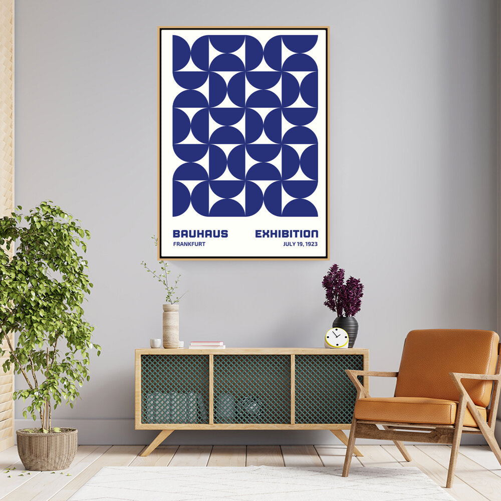 Kiran - Valipa - Bauhaus Exhibition Navy Blue - Floating Framed Canvas