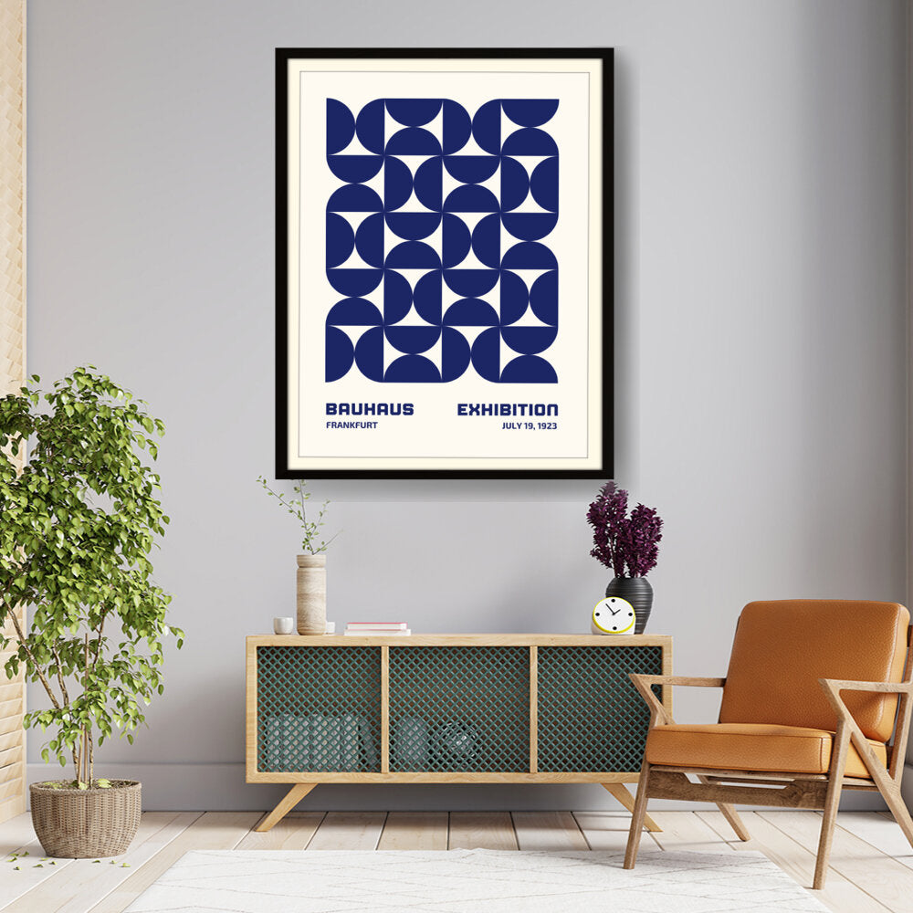 Kiran - Valipa - Bauhaus Exhibition Navy Blue - Framed Wall Art