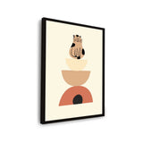 Playful Cat On Geometric Shapes - Framed Wall Art