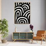 Black And White Waves - Floating Framed Canvas