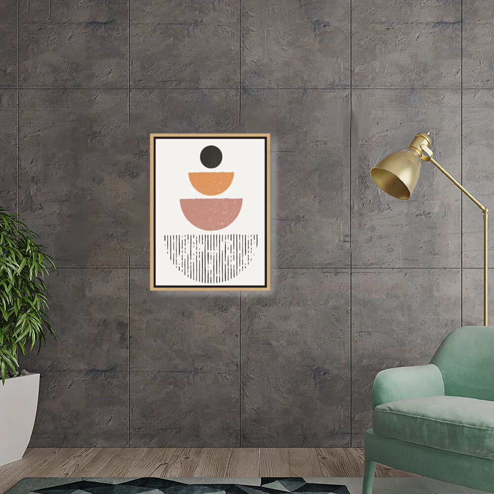 Geometric Harmony Warm Tones - Floating Framed Canvas