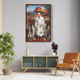 Sai Baba Procession - Framed Canvas