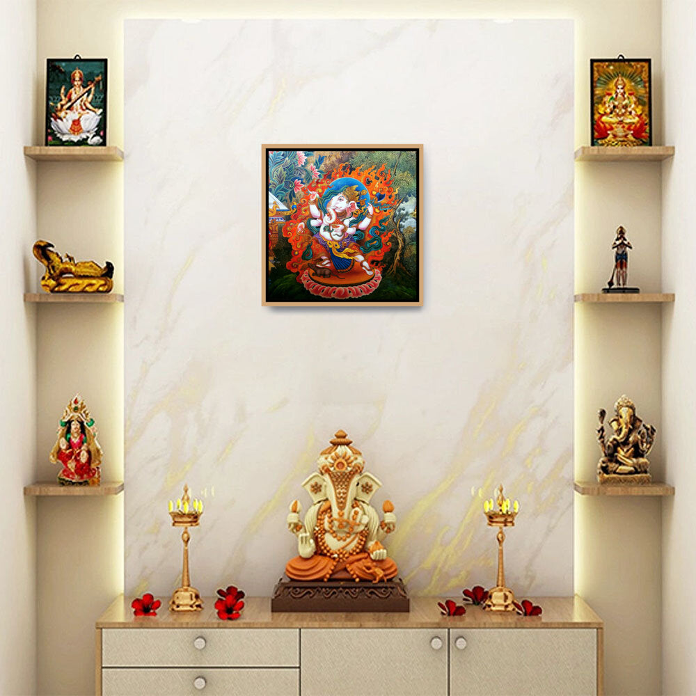 Ganesha Tibetian Thangka - FLOATING FRAME