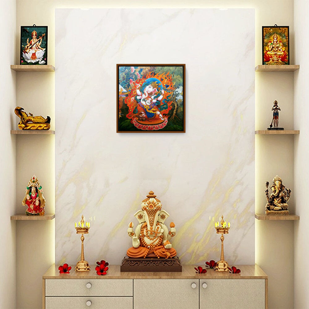 Ganesha Tibetian Thangka - FLOATING FRAME