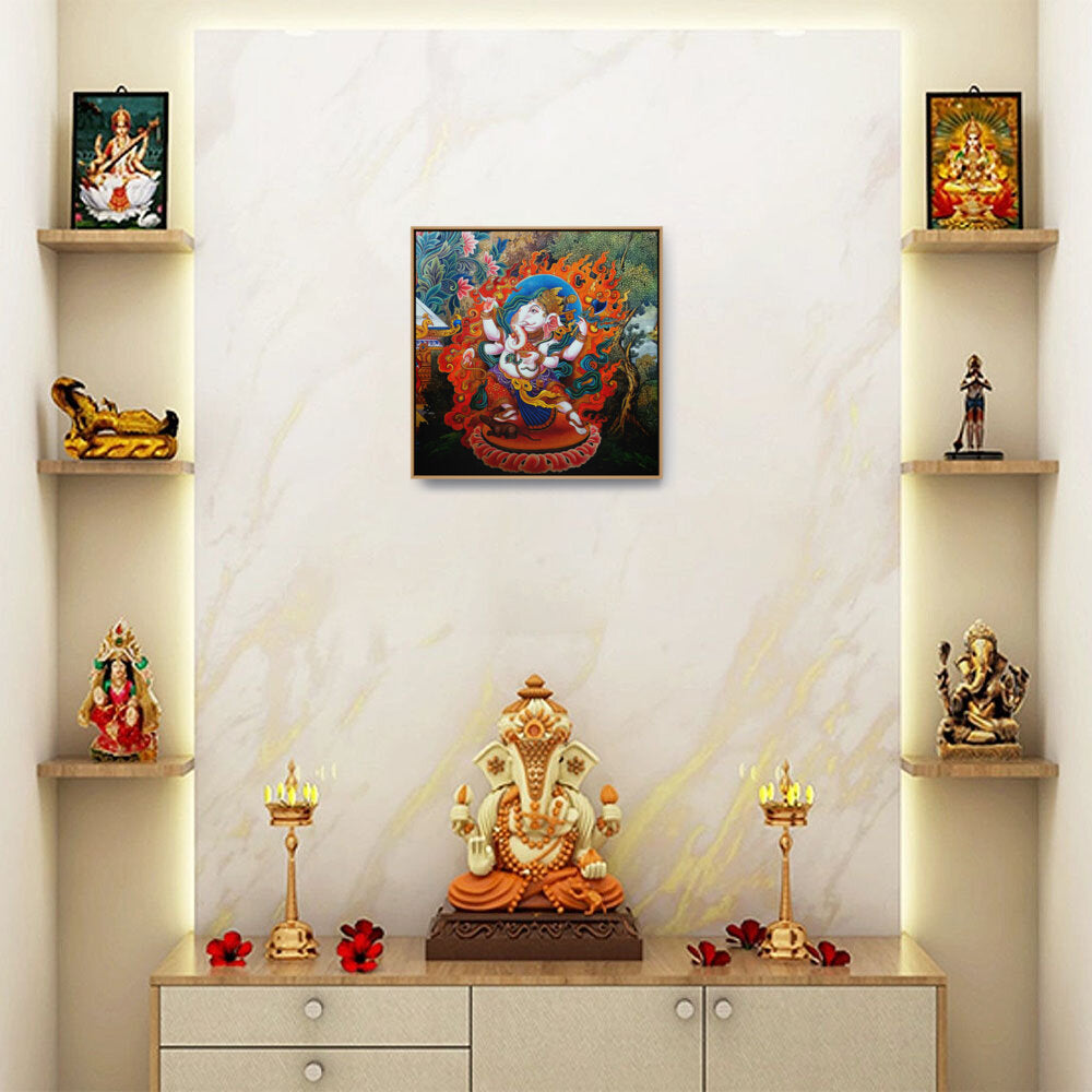 Ganesha Tibetian Thangka - FLOATING FRAME