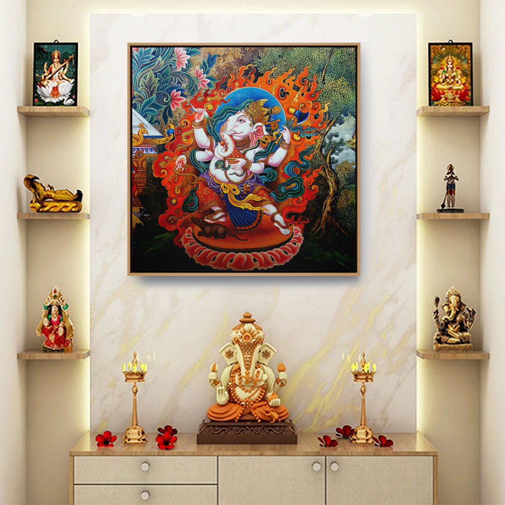 Ganesha Tibetian Thangka - FLOATING FRAME