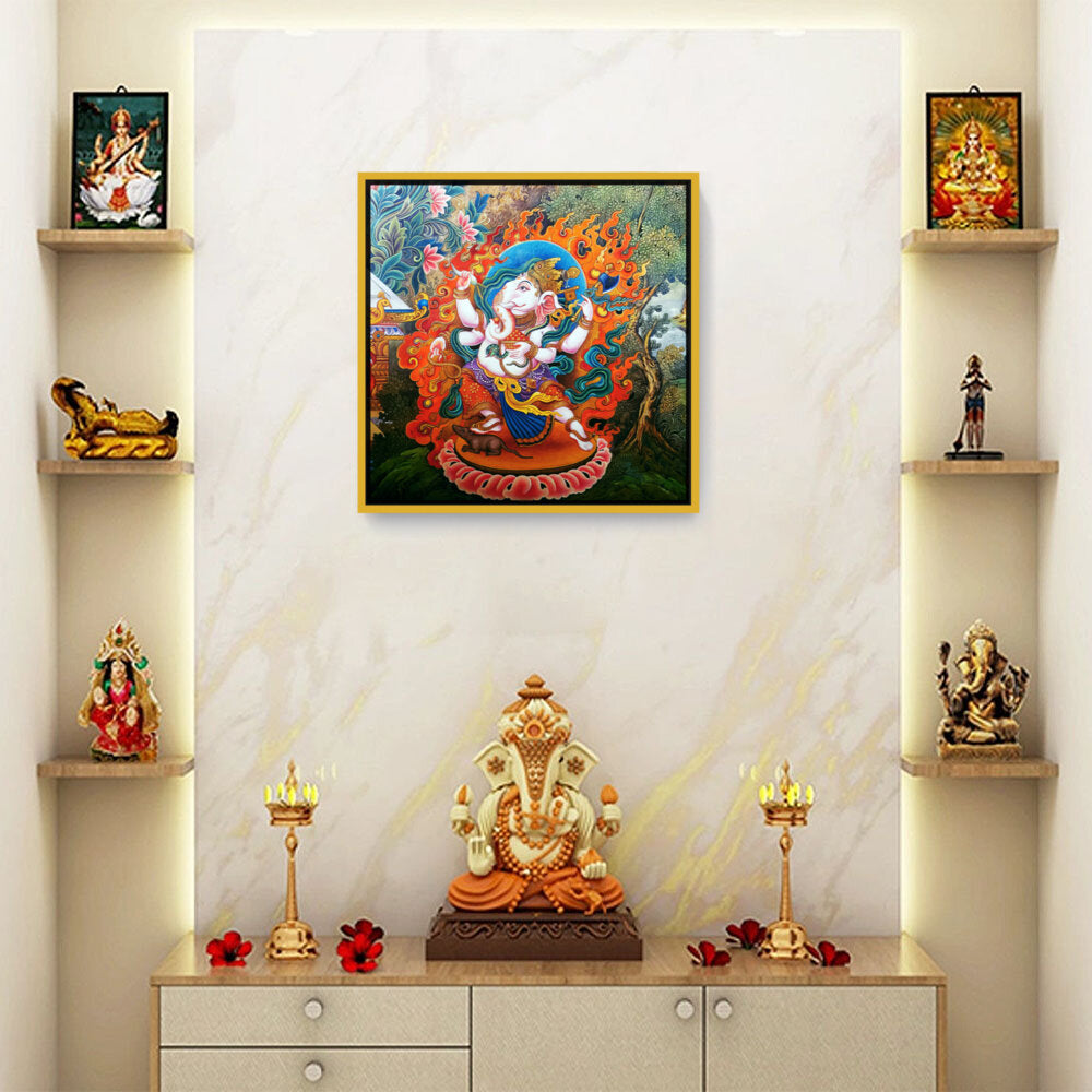 Ganesha Tibetian Thangka - FLOATING FRAME