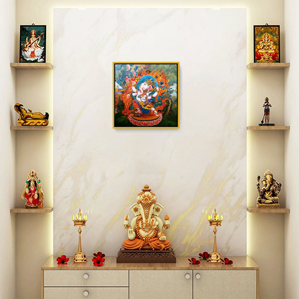 Ganesha Tibetian Thangka - FLOATING FRAME