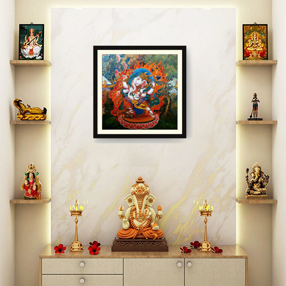 Ganesha Tibetian Thangka - WALL MOUNT FRAME
