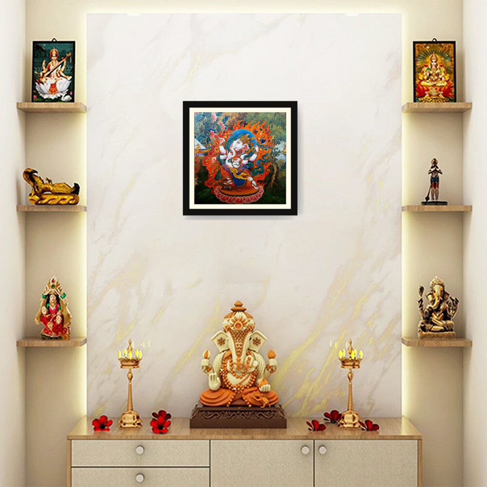 Ganesha Tibetian Thangka - WALL MOUNT FRAME