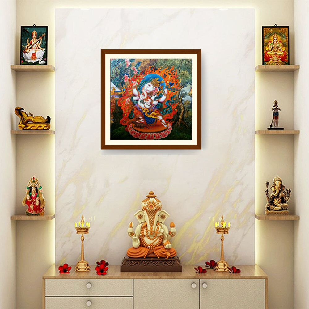 Ganesha Tibetian Thangka - WALL MOUNT FRAME
